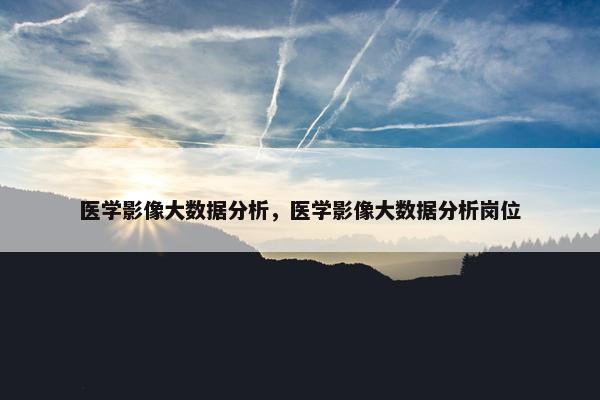 医学影像大数据分析，医学影像大数据分析岗位