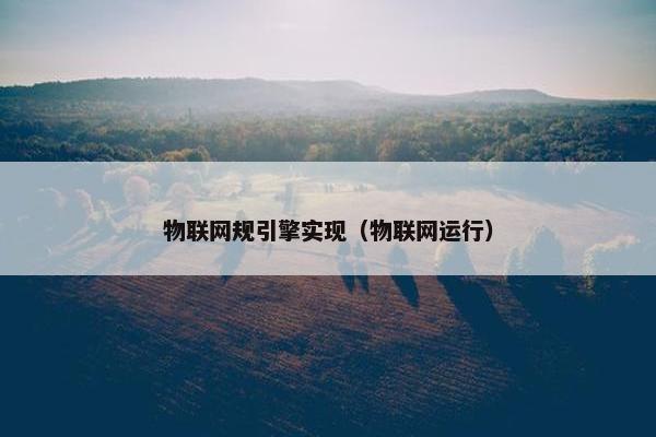 物联网规引擎实现（物联网运行）
