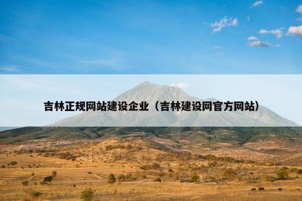 吉林正规网站建设企业（吉林建设网官方网站）