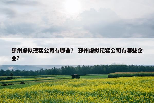 邳州虚拟现实公司有哪些？ 邳州虚拟现实公司有哪些企业？