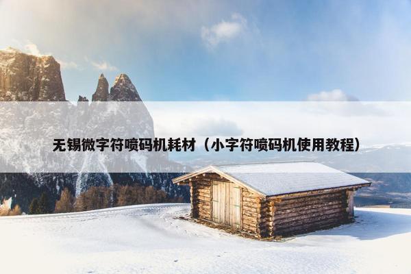 无锡微字符喷码机耗材（小字符喷码机使用教程）