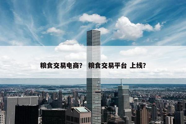 粮食交易电商？ 粮食交易平台 上线？