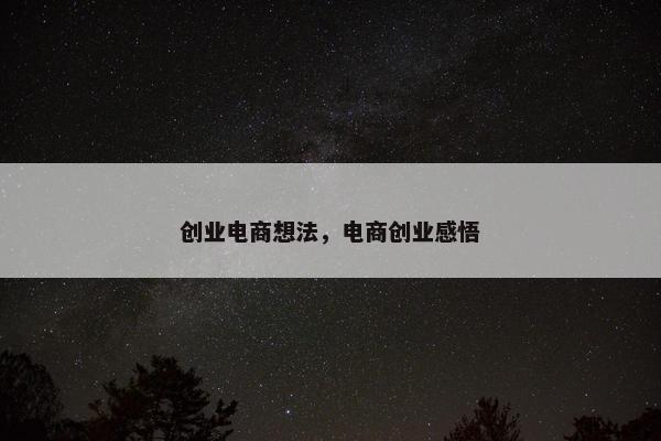 创业电商想法，电商创业感悟