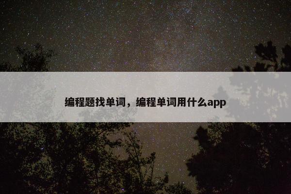 编程题找单词，编程单词用什么app