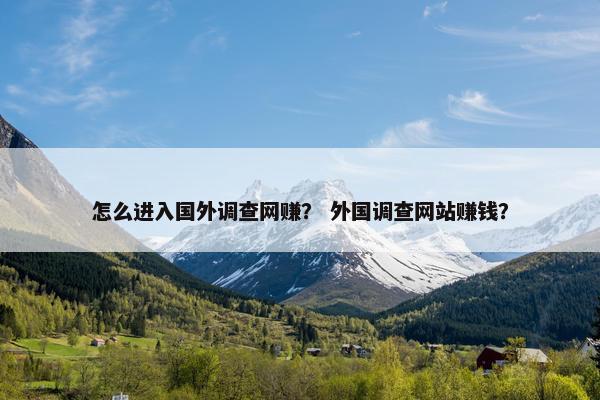 怎么进入国外调查网赚？ 外国调查网站赚钱？