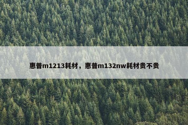 惠普m1213耗材，惠普m132nw耗材贵不贵