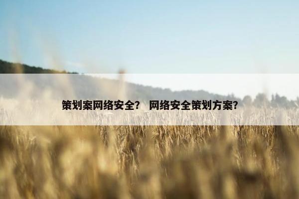 策划案网络安全？ 网络安全策划方案？