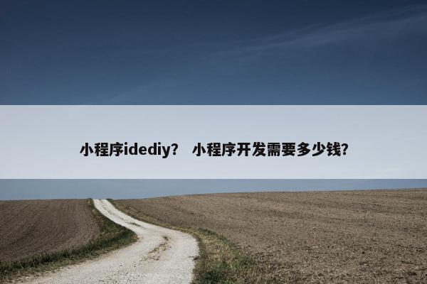 小程序idediy？ 小程序开发需要多少钱？