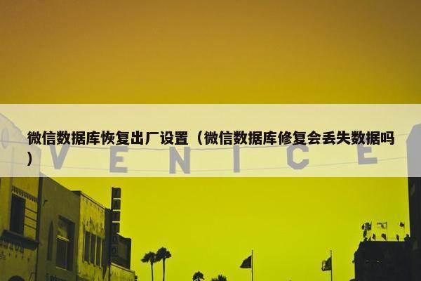 微信数据库恢复出厂设置（微信数据库修复会丢失数据吗）