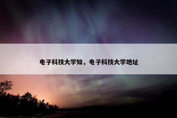 电子科技大学知，电子科技大学地址