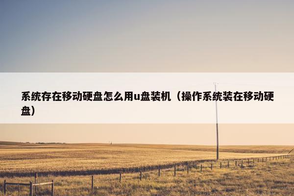 系统存在移动硬盘怎么用u盘装机（操作系统装在移动硬盘）