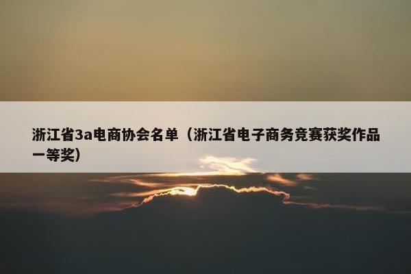 浙江省3a电商协会名单（浙江省电子商务竞赛获奖作品一等奖）