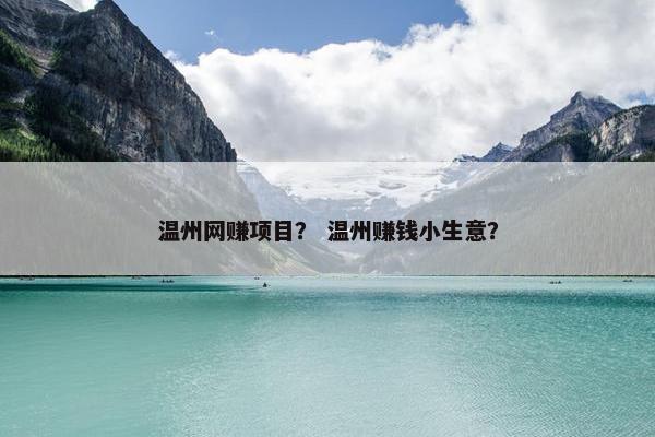 温州网赚项目？ 温州赚钱小生意？