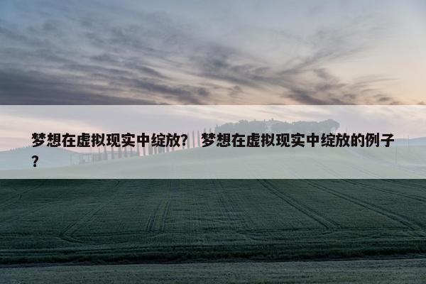 梦想在虚拟现实中绽放？ 梦想在虚拟现实中绽放的例子？