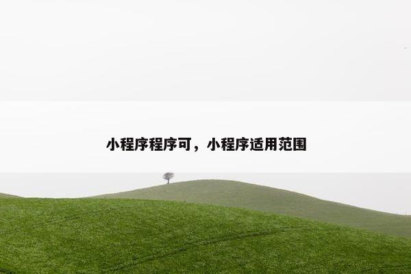 小程序程序可，小程序适用范围
