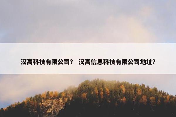 汉高科技有限公司？ 汉高信息科技有限公司地址？