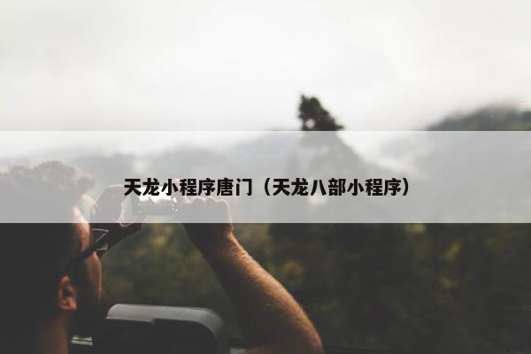 天龙小程序唐门（天龙八部小程序）
