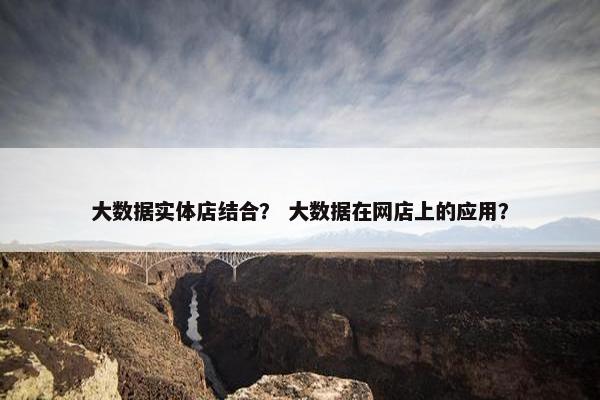 大数据实体店结合？ 大数据在网店上的应用？