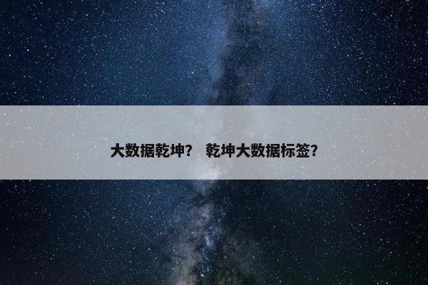 大数据乾坤？ 乾坤大数据标签？
