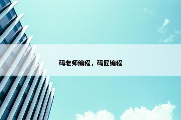 码老师编程，码匠编程