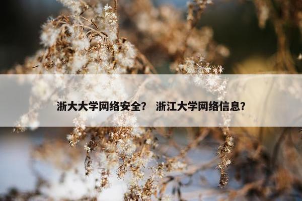 浙大大学网络安全？ 浙江大学网络信息？