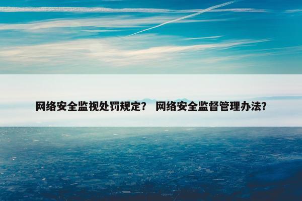 网络安全监视处罚规定？ 网络安全监督管理办法？