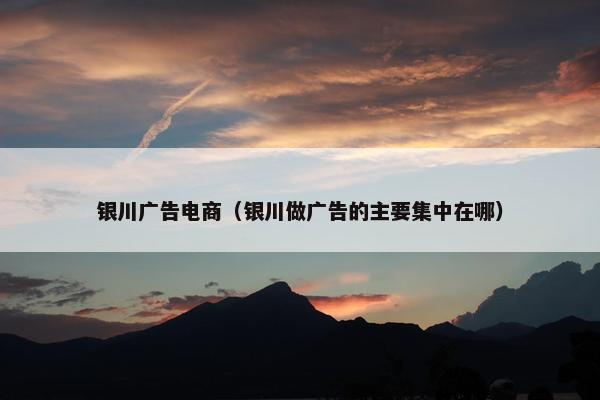 银川广告电商（银川做广告的主要集中在哪）