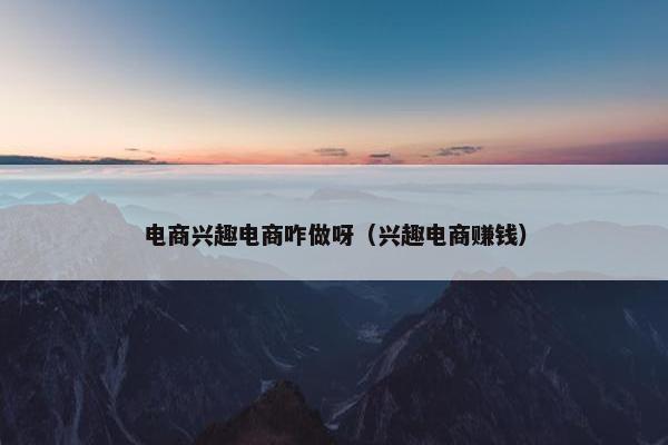 电商兴趣电商咋做呀（兴趣电商赚钱）
