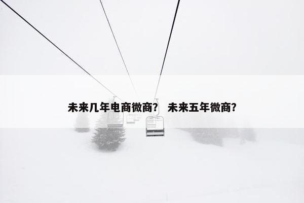 未来几年电商微商？ 未来五年微商？