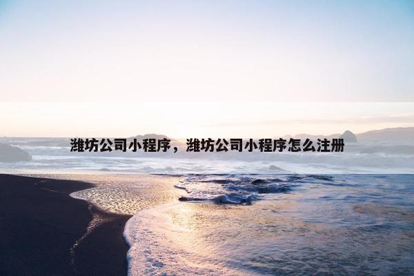 潍坊公司小程序，潍坊公司小程序怎么注册