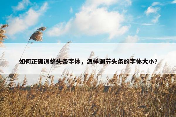 如何正确调整头条字体，怎样调节头条的字体大小?