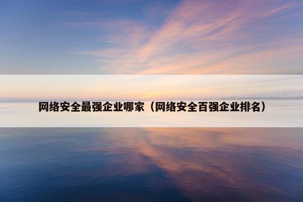 网络安全最强企业哪家（网络安全百强企业排名）