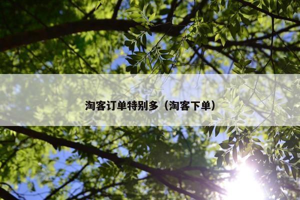 淘客订单特别多（淘客下单）