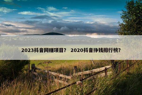 2023抖音网赚项目？ 2020抖音挣钱排行榜？