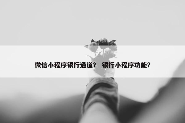 微信小程序银行通道？ 银行小程序功能？
