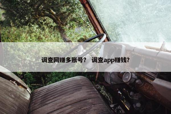 调查网赚多账号？ 调查app赚钱？