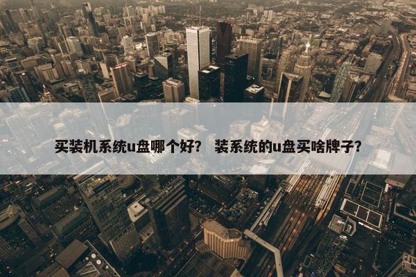 买装机系统u盘哪个好？ 装系统的u盘买啥牌子？