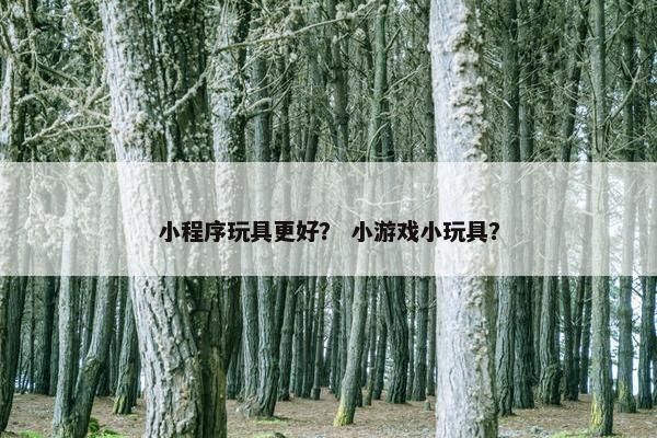 小程序玩具更好？ 小游戏小玩具？