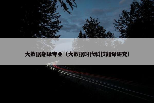 大数据翻译专业（大数据时代科技翻译研究）
