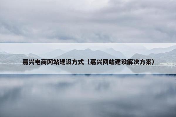 嘉兴电商网站建设方式（嘉兴网站建设解决方案）