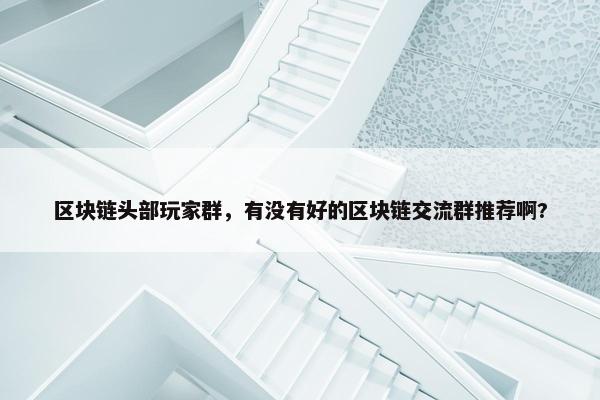 区块链头部玩家群，有没有好的区块链交流群推荐啊?