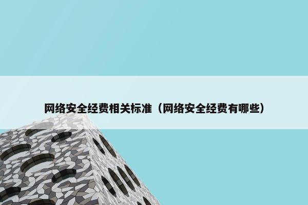 网络安全经费相关标准（网络安全经费有哪些）