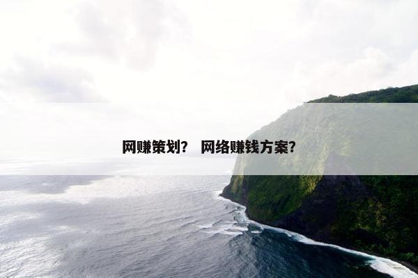 网赚策划？ 网络赚钱方案？
