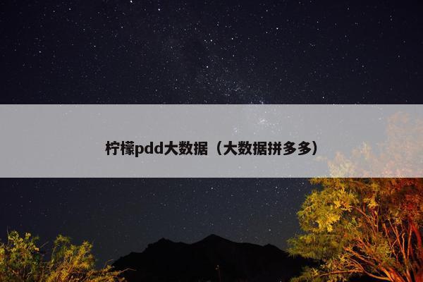 柠檬pdd大数据（大数据拼多多）