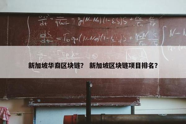 新加坡华裔区块链？ 新加坡区块链项目排名？