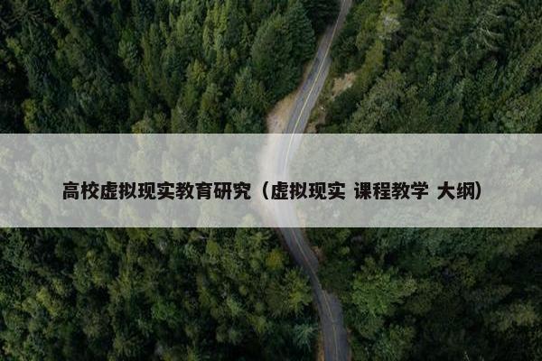高校虚拟现实教育研究（虚拟现实 课程教学 大纲）