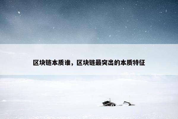 区块链本质谁，区块链最突出的本质特征
