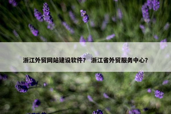 浙江外贸网站建设软件？ 浙江省外贸服务中心？