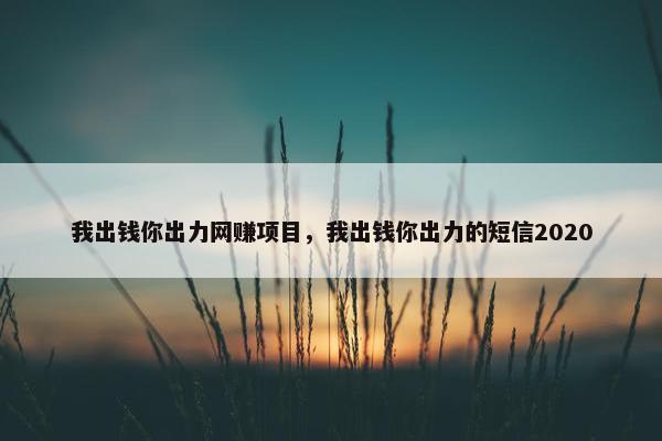我出钱你出力网赚项目，我出钱你出力的短信2020