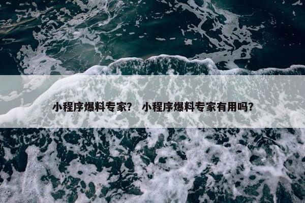 小程序爆料专家？ 小程序爆料专家有用吗？